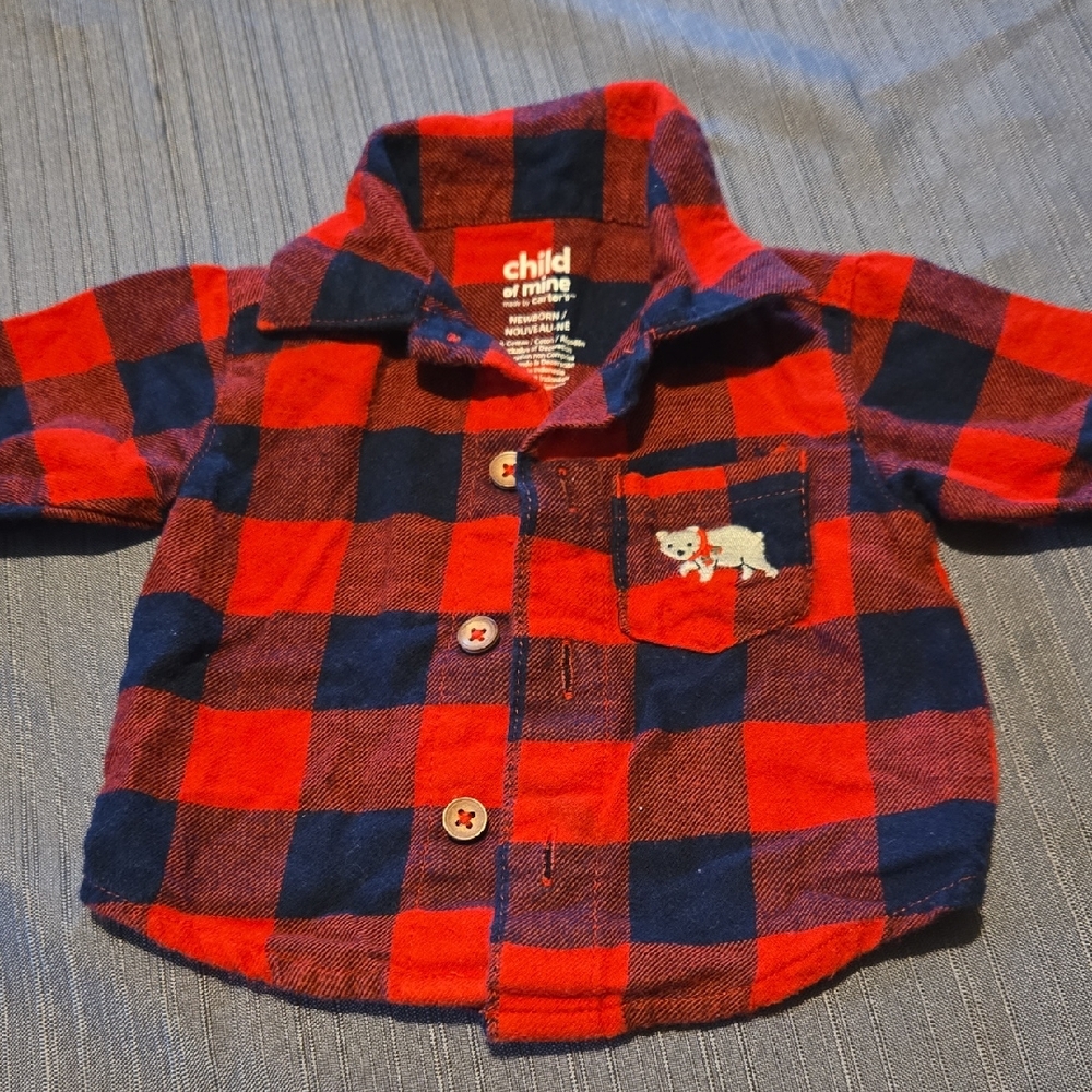 Child of Mine Red and Navy Plaid Button Down Shirt